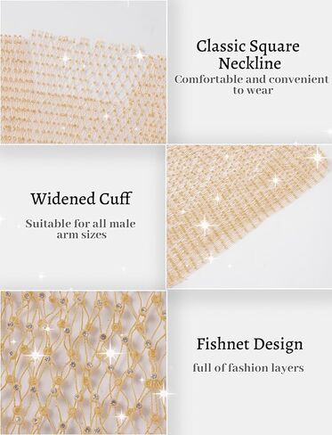 SEAUR Men's Mesh Tank Top Fishnet Sleeveless Rhinestones Shirt Sexy See Through Crop Nightclub Slim Fit Tops in Kuwait