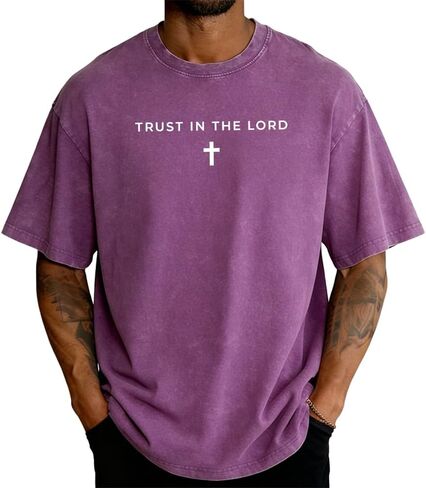 Trust in The Lord Shirt T-Shirt Christian Jesus Cross Shirt Casual Short Sleeve Acid Washed Oversized Graphic Tee Tops in Kuwait