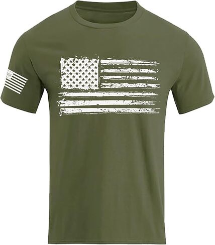 4th of July Shirt Mens USA Patriotic American Flag T-Shirts Independence Day Outfits T Shirts Vintage Graphic Tee in Kuwait