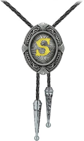 HUABOLA CALYN Vintage Bolo tie for Men Western Cowboy Native American Initial Letter ABCDJMR to Z Costume Bolo ties for Women in Kuwait