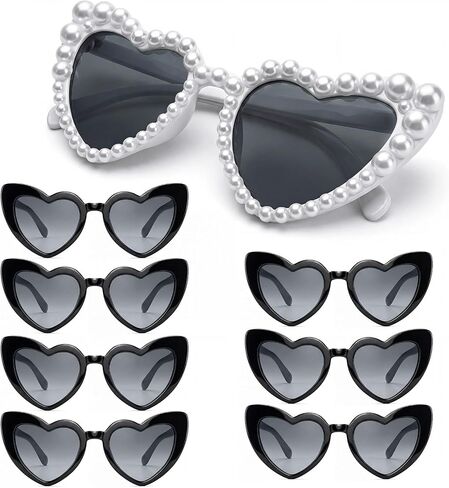 Bachelorette Party Heart Sunglasses 8 Pack Pearl Bride Bridesmaid Sunglasses Bridal Party Gifts Favor Fun Parties Glasses for Wedding Celebration in Saudi Arabia