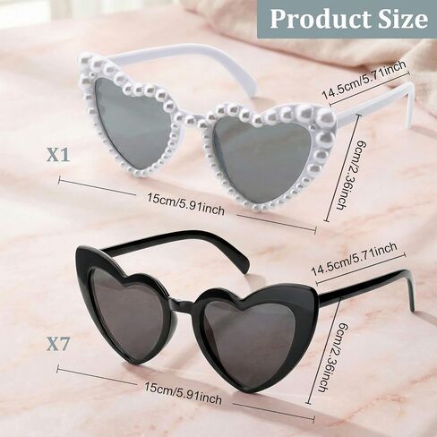 Bachelorette Party Heart Sunglasses 8 Pack Pearl Bride Bridesmaid Sunglasses Bridal Party Gifts Favor Fun Parties Glasses for Wedding Celebration in Saudi Arabia