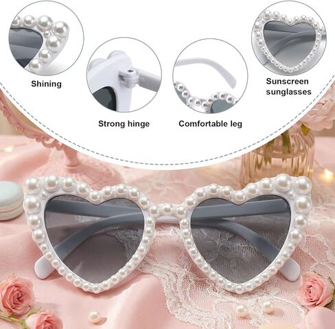 Bachelorette Party Heart Sunglasses 8 Pack Pearl Bride Bridesmaid Sunglasses Bridal Party Gifts Favor Fun Parties Glasses for Wedding Celebration in Saudi Arabia