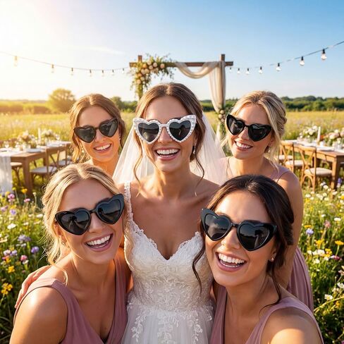 Bachelorette Party Heart Sunglasses 8 Pack Pearl Bride Bridesmaid Sunglasses Bridal Party Gifts Favor Fun Parties Glasses for Wedding Celebration in Saudi Arabia