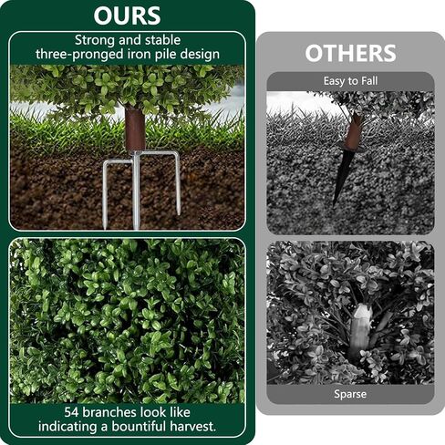 [ More Sturdy ] 2 Pack 25" Artificial Boxwood Topiary Bush Trees Faux Pine Shrubs Plants for Outdoors with Tripod Stake UV Resistant Fake Bushes Ball Trees for Indoor Home Porch Patio Decoration in Saudi Arabia