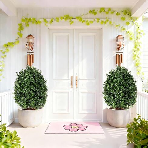 [ More Sturdy ] 2 Pack 25" Artificial Boxwood Topiary Bush Trees Faux Pine Shrubs Plants for Outdoors with Tripod Stake UV Resistant Fake Bushes Ball Trees for Indoor Home Porch Patio Decoration in Saudi Arabia