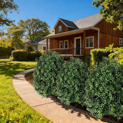 [ More Sturdy ] 2 Pack 25" Artificial Boxwood Topiary Bush Trees Faux Pine Shrubs Plants for Outdoors with Tripod Stake UV Resistant Fake Bushes Ball Trees for Indoor Home Porch Patio Decoration in Saudi Arabia