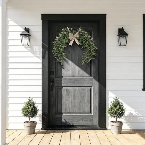 Artificial Olive Branch Swag with Burlap Bow, 24 Inch Faux Olive Leaves Teardrop Garland for Front Door, Modern Farmhouse Greenery Decor for Wall, Mantle, Window & Above Mirror in Kuwait