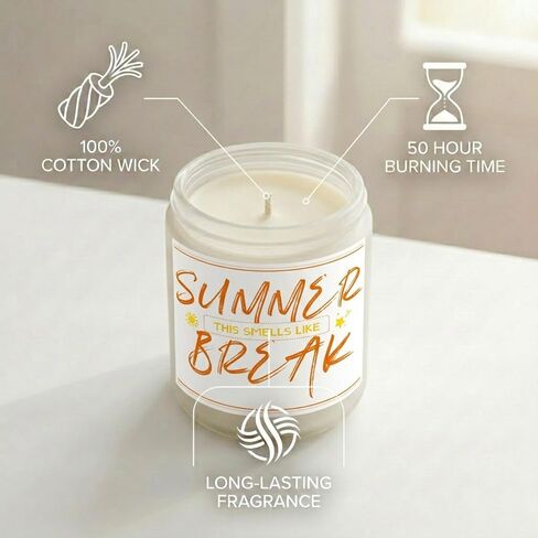 9 oz Scented Candle, Thank You, Appreciation Summer Gifts for Teachers, Students, Women, Coworkers - Graduation, End of Year Student Gifts from Teacher - Summer Break Gift Ideas for Her, Him in Saudi Arabia