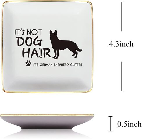 Littlefa Funny Friend Tray Gifts for Women, It's Not Dog Hair It's German Shepherd Glitter Ceramic Ring Dish Decorative Jewelry Tray Gifts for German Shepherd Fans Lover Friends in Saudi Arabia