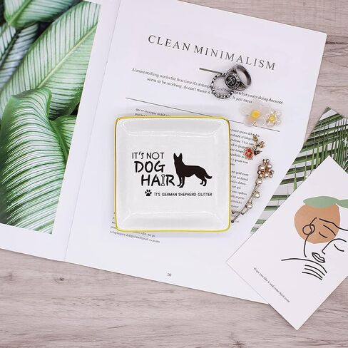Littlefa Funny Friend Tray Gifts for Women, It's Not Dog Hair It's German Shepherd Glitter Ceramic Ring Dish Decorative Jewelry Tray Gifts for German Shepherd Fans Lover Friends in Saudi Arabia