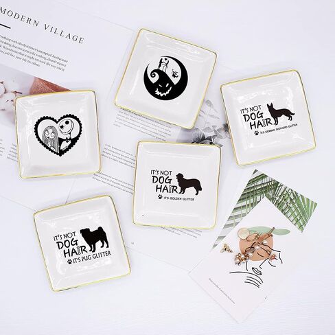 Littlefa Funny Friend Tray Gifts for Women, It's Not Dog Hair It's German Shepherd Glitter Ceramic Ring Dish Decorative Jewelry Tray Gifts for German Shepherd Fans Lover Friends in Saudi Arabia