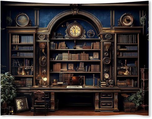 Medieval Bookshelf Backdrop Tapestry Antique Library Book Wall Hanging Gothic Dark Academia Wall Art for Bedroom Study Classroom decor 30x40 inch in Kuwait