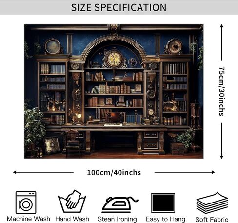 Medieval Bookshelf Backdrop Tapestry Antique Library Book Wall Hanging Gothic Dark Academia Wall Art for Bedroom Study Classroom decor 30x40 inch in Kuwait