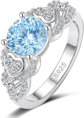 S925 Sterling Silver Flower Birthstone Rings for Women Promise Rings for Her, Wedding Anniversary Birthday Jewerly Gifts for Mom Wife in Saudi Arabia