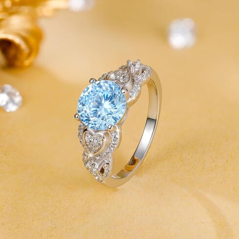 S925 Sterling Silver Flower Birthstone Rings for Women Promise Rings for Her, Wedding Anniversary Birthday Jewerly Gifts for Mom Wife in Saudi Arabia