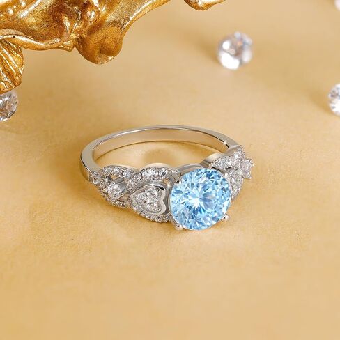 S925 Sterling Silver Flower Birthstone Rings for Women Promise Rings for Her, Wedding Anniversary Birthday Jewerly Gifts for Mom Wife in Saudi Arabia