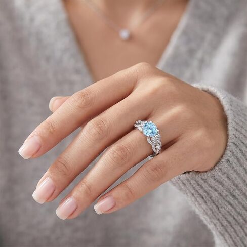 S925 Sterling Silver Flower Birthstone Rings for Women Promise Rings for Her, Wedding Anniversary Birthday Jewerly Gifts for Mom Wife in Saudi Arabia