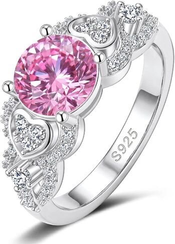 S925 Sterling Silver Flower Birthstone Rings for Women Promise Rings for Her, Wedding Anniversary Birthday Jewerly Gifts for Mom Wife in Saudi Arabia