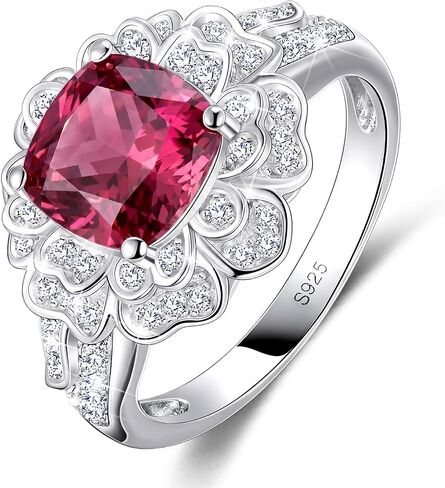 S925 Sterling Silver Flower Birthstone Rings for Women Promise Rings for Her, Wedding Anniversary Birthday Jewerly Gifts for Mom Wife in Saudi Arabia