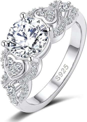 S925 Sterling Silver Flower Birthstone Rings for Women Promise Rings for Her, Wedding Anniversary Birthday Jewerly Gifts for Mom Wife in Saudi Arabia
