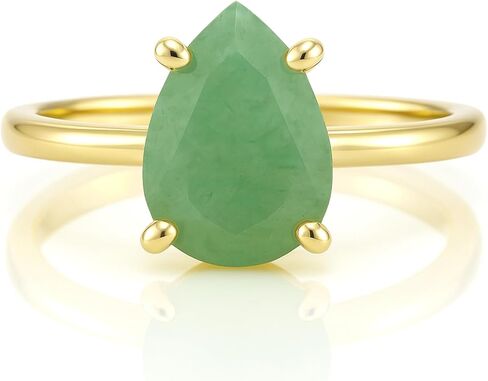 Green Aventurine Ring in 14K Gold-Filled Band - Artisan Jewelry for Women - Handmade Design with Gift Box in Saudi Arabia