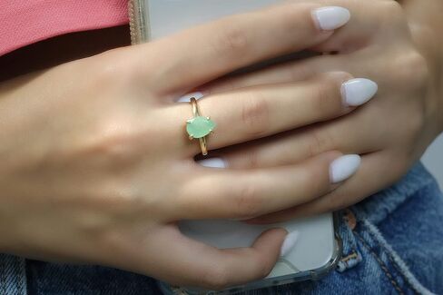 Green Aventurine Ring in 14K Gold-Filled Band - Artisan Jewelry for Women - Handmade Design with Gift Box in Saudi Arabia