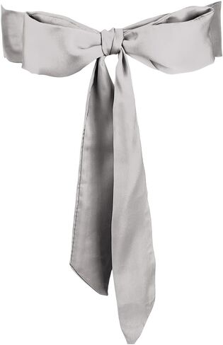 CRASPIRE Women Long Skinny Scarf Belt Solid Color Neckerchief Ribbon Soft Silk Satin for Waist Wedding Sash Neck Tie Accessory for Dance Party Opening Night Dresses Skirt Gift Silver in Kuwait
