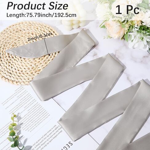 CRASPIRE Women Long Skinny Scarf Belt Solid Color Neckerchief Ribbon Soft Silk Satin for Waist Wedding Sash Neck Tie Accessory for Dance Party Opening Night Dresses Skirt Gift Silver in Kuwait