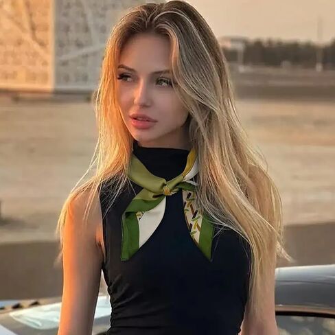 Square Neck Scarf for Women Lightweight Printed Head Wrap Fashion Accessory for Hair Styling Travel Daily Outfits in Kuwait