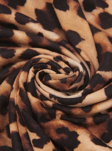 Leopard Print Scarf for Women - Premium Jersey Cotton Head Wrap & Hijab,Soft Stretchy Animal Print Shawl in Saudi Arabia