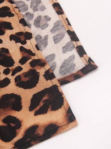 Leopard Print Scarf for Women - Premium Jersey Cotton Head Wrap & Hijab,Soft Stretchy Animal Print Shawl in Saudi Arabia