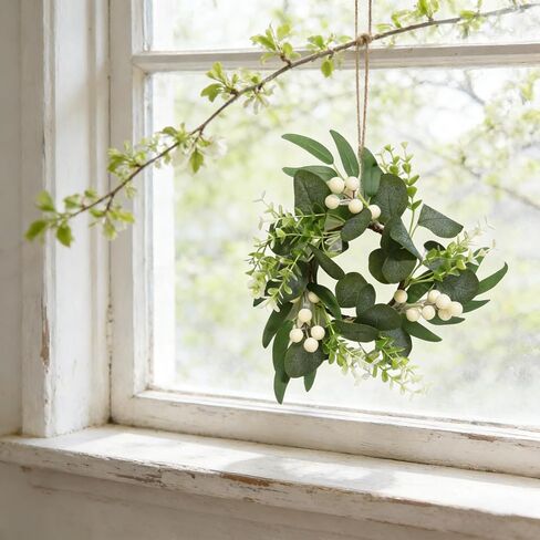 4PCS Small Spring Candle Wreath Rings 4" Center Eucalyptus Greenery Floral Ring Wreaths for Kitchen Cabinets Farmhouse Indoor Window Table Centerpieces in Saudi Arabia