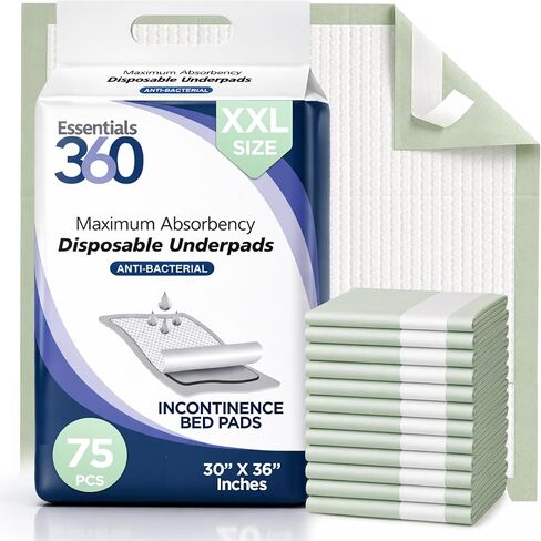 Disposable Underpads, XXL 30" x 36" Incontinence Bed Pads, 75 Count, Maximum Absorbency with Adhesive Strips, Leakproof Protection for Adult Incontinence in Saudi Arabia