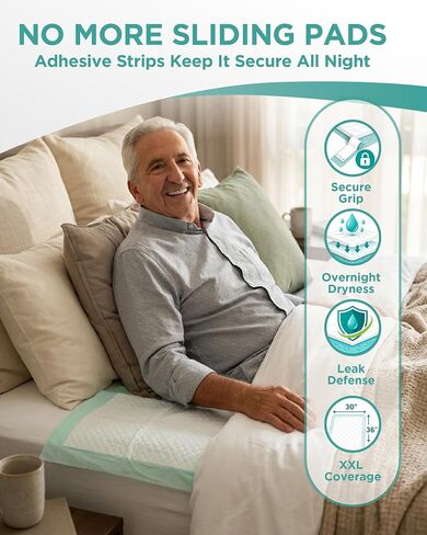 Disposable Underpads, XXL 30" x 36" Incontinence Bed Pads, 75 Count, Maximum Absorbency with Adhesive Strips, Leakproof Protection for Adult Incontinence in Saudi Arabia