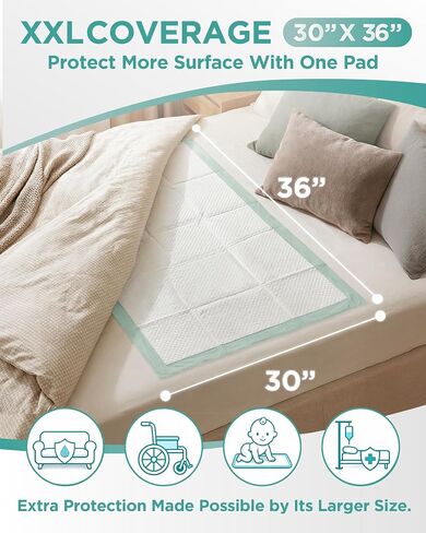 Disposable Underpads, XXL 30" x 36" Incontinence Bed Pads, 75 Count, Maximum Absorbency with Adhesive Strips, Leakproof Protection for Adult Incontinence in Saudi Arabia