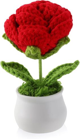 زهور الكروشيه، زرقاء اصطناعية محبوكة Forget-Me-Not Floral ديكور مصنوع يدويًا من خيوط الكروشيه زهرة مع وعاء لطيف ديكور مكتب هدية للنساء عيد ميلاد المعلم وهدية التخرج in Kuwait