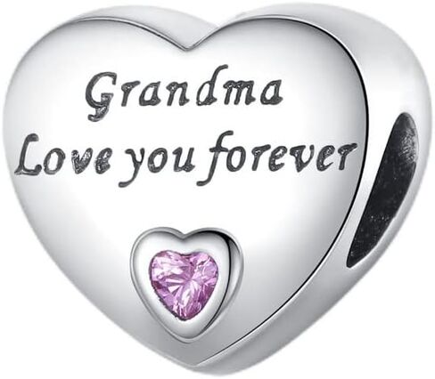Mom Mother Sister Daughter Grandma Brother Dad Son I Love You Forever Heart Pink Birthday Memorial Bead Pendant 925 Sterling Silver Dangle Compatible With Pandora Moments Charm Bracelet in Saudi Arabia