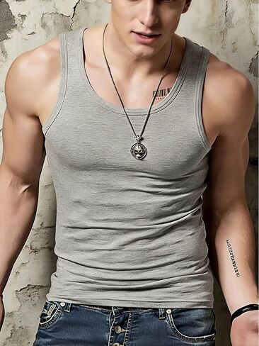 Mens Casual Tank Tops Workout Sleeveless Shirt Breathable Tank Shirts Lightweight Summer Running Muscle Tee in Kuwait