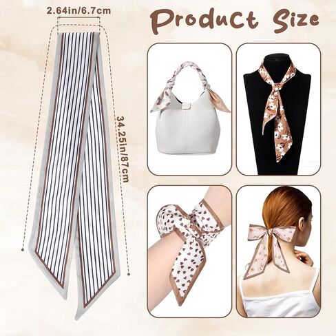 6 Pack Neck Scarf for Women Heads Scarf Purse Scarves for Handbags Satin Heads Silky Boho Scarves Bag Scarfs Band Lightweight Skinny Hair Neck Accessories Valentines Gifts in Saudi Arabia