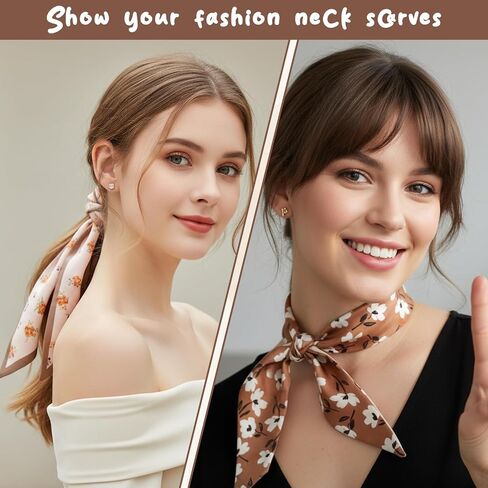 6 Pack Neck Scarf for Women Heads Scarf Purse Scarves for Handbags Satin Heads Silky Boho Scarves Bag Scarfs Band Lightweight Skinny Hair Neck Accessories Valentines Gifts in Saudi Arabia