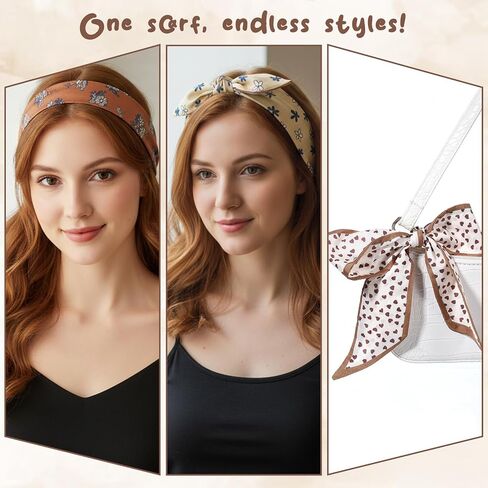 6 Pack Neck Scarf for Women Heads Scarf Purse Scarves for Handbags Satin Heads Silky Boho Scarves Bag Scarfs Band Lightweight Skinny Hair Neck Accessories Valentines Gifts in Saudi Arabia