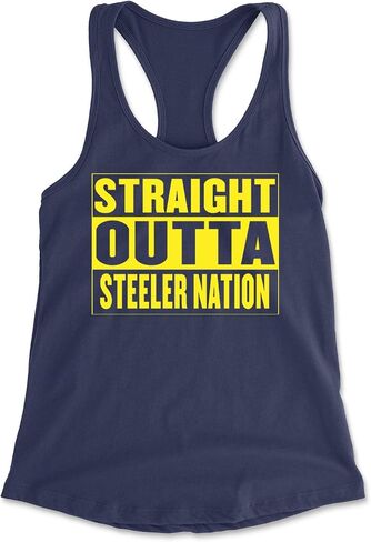 Straight Outta Steeler Nation Football Racerback Tank Top for Women, Soft, Flattering Fit in Kuwait