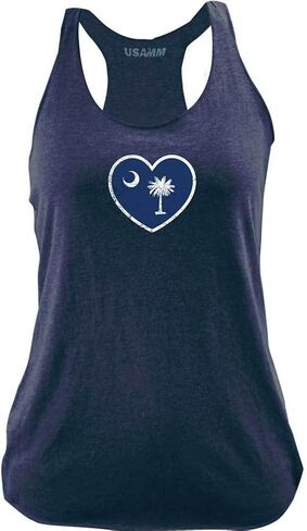 Ladies Original South Carolina State Flag Heart Racerback Tank Top in Saudi Arabia