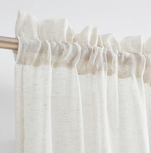 Treatmentex Sidelight French Door Curtains 72" Length Long Flax Linen Blend Natural Side Front Door Curtain Panels, 25" Wx72 L 2 Panels, Off White with Oatmeal Shade in Saudi Arabia