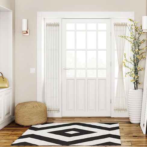 Treatmentex Sidelight French Door Curtains 72" Length Long Flax Linen Blend Natural Side Front Door Curtain Panels, 25" Wx72 L 2 Panels, Off White with Oatmeal Shade in Saudi Arabia