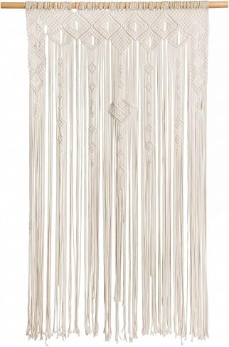 Boshen Boho Macrame Curtain Handmade Woven Doorway Curtain, Large Bohemian Room Divider Wall Hanging Home Decor Wedding Backdrop, 1 Panel-43.3" W x 78.7" L in Saudi Arabia