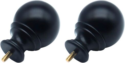 FDXGYH 2 Pcs Curtain End Cap Finials for 1 Inch Curtain Rod End Caps Round with M6 Screws (Black) in Kuwait