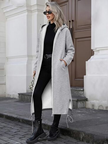 Womens Long Zip Up Hoodies Comfortable Fashion Sweatshirts 2026 Casual Jackets with Pockets in Kuwait