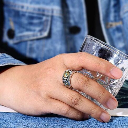 Five Emperors Coin Ring, Feng Shui Ring for Men, 925 Sterling Silver Lucky Amulet Rings, Positive Energy Adjustable Good Luck Rings for Protecting Wealth (B) in Kuwait